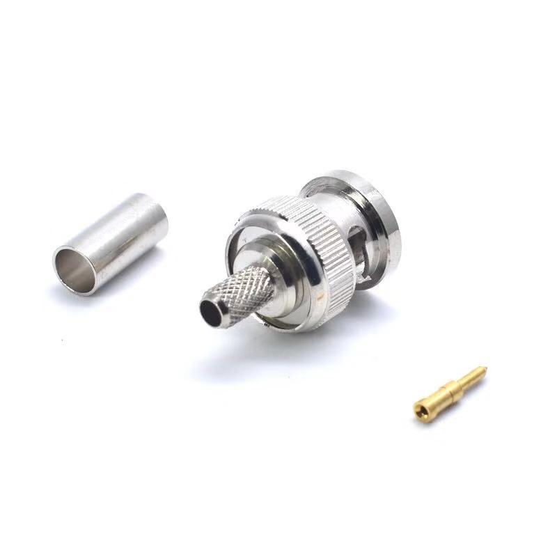 BNC male crimp connector solderless cold-pressed three-piece sleeve joint