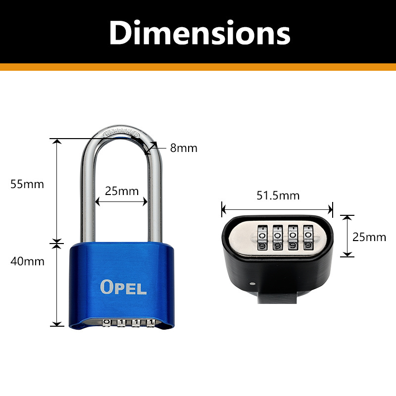 OPEL Mini Digital Unlock Padlock Without Key Security Padlock Custom Color Lock