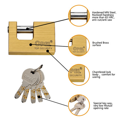 Top Security Padlock With 3 Keys D-shaped Heavy Duty Brass Padlock Anti Cut Industrial Protector Hardware Lock