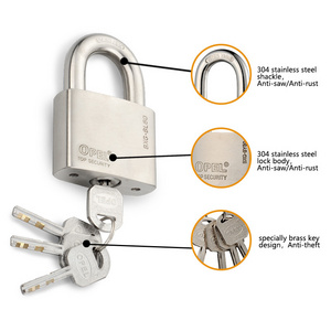 OPEL 304 Anti Rust Lock Waterproof Stainless Steel Shackle Keyed Alike Padlock For Places Have Bad Condition Of Weather