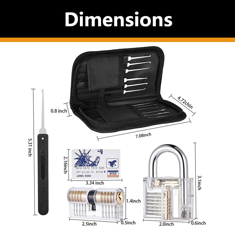 Professional Picks Lock Bag Lockpicking Practice Locks Set Transparent With Great Price