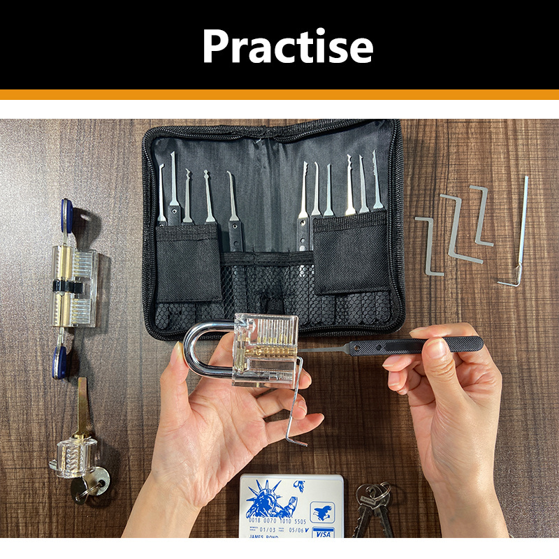 Professional Picks Lock Bag Lockpicking Practice Locks Set Transparent With Great Price