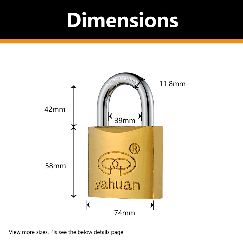 YAHUAN New Design Security Padlocks High Quality Waterproof Brass Multiple Size Cast Iron Padlock