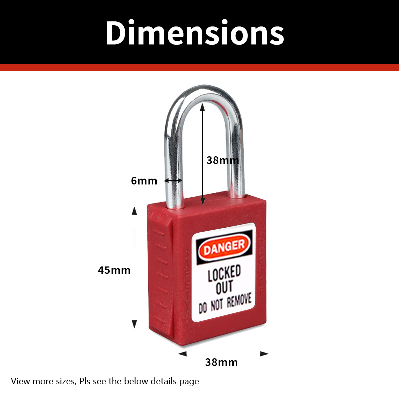 Anti-Magnetic Loto Safety Padlocks With 6mm Hardened Steel Shackle padlock Keyed For Industrial Lockout-Tagout