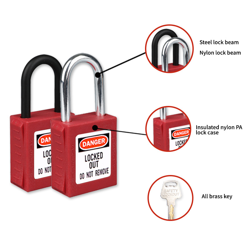 Anti-Magnetic Loto Safety Padlocks With 6mm Hardened Steel Shackle padlock Keyed For Industrial Lockout-Tagout