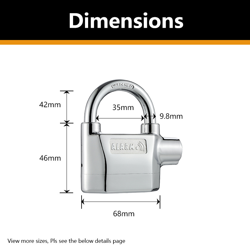 security gembok lock 110db anti theft alarm aluminium alloy padlock