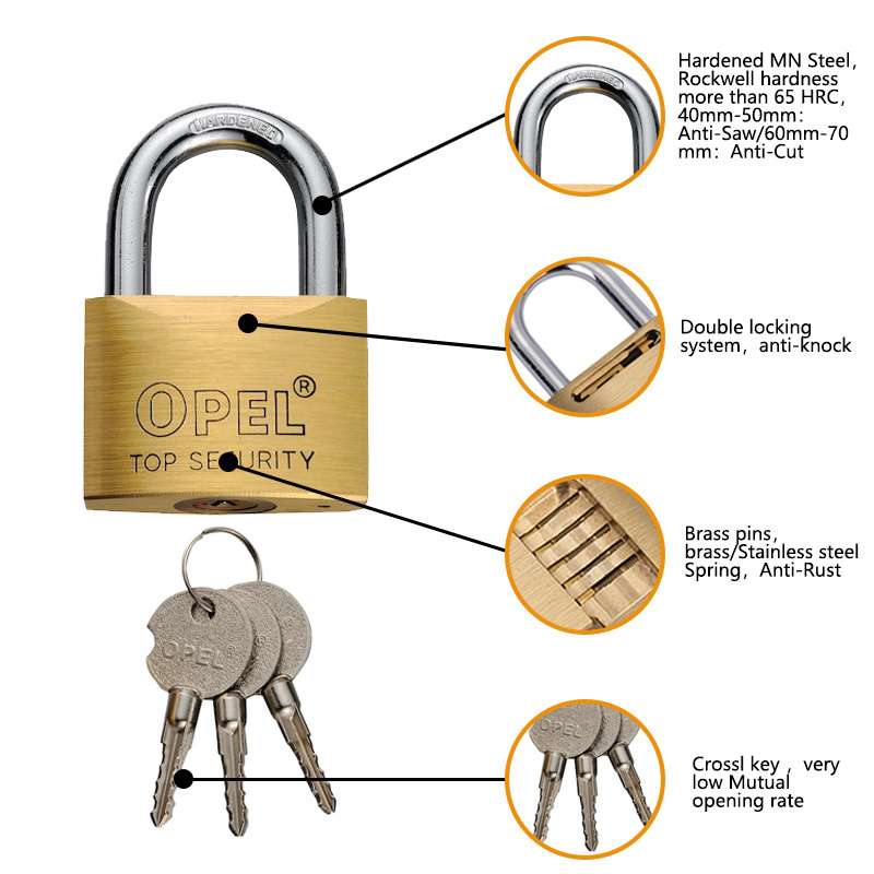 OPEL Custom Luxury Rekeyable Brass Safety Padlocks And Keys Box In Bulk