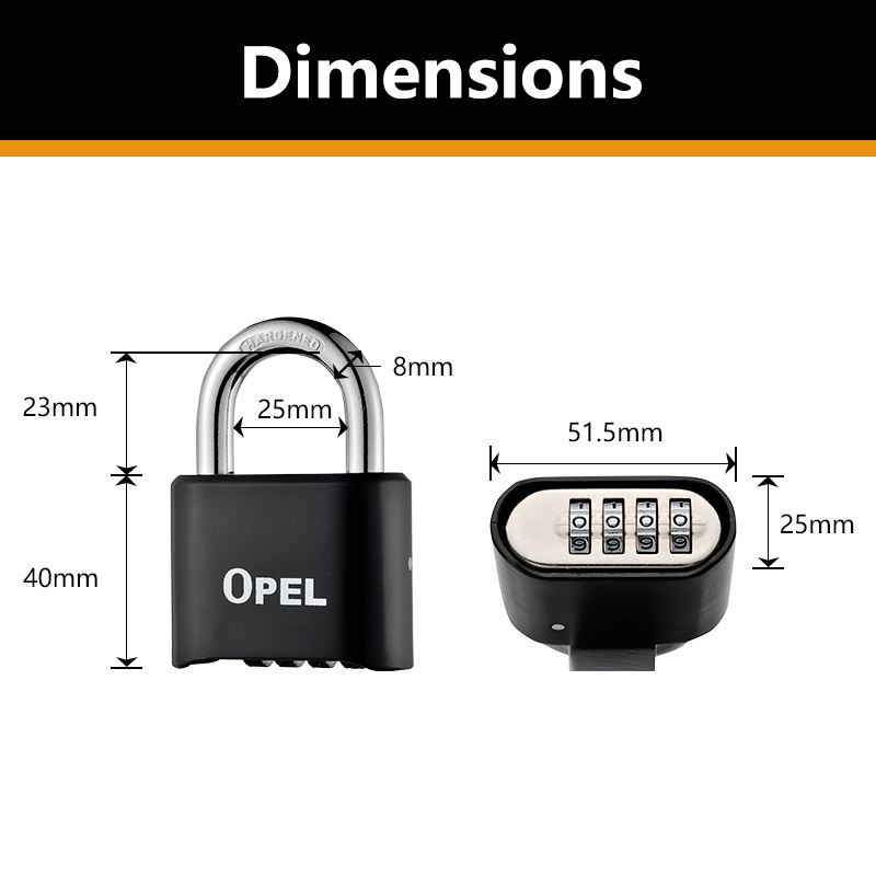 OPEL Hot selling Changeable Combination Lock Rectangle Padlock circle padlock with great price