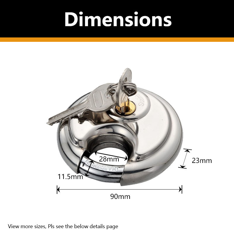 HEHE Custom size Waterproof Padlock Stainless Steel Round Cake Tray Padlock with great price