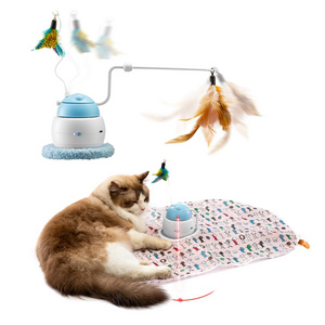 Automatic Interactive Cat Toy 4 in 1 Rechargeable Laser Interactive Feather Hide Seek Cat Toy Interactive Feathers Cat Toys