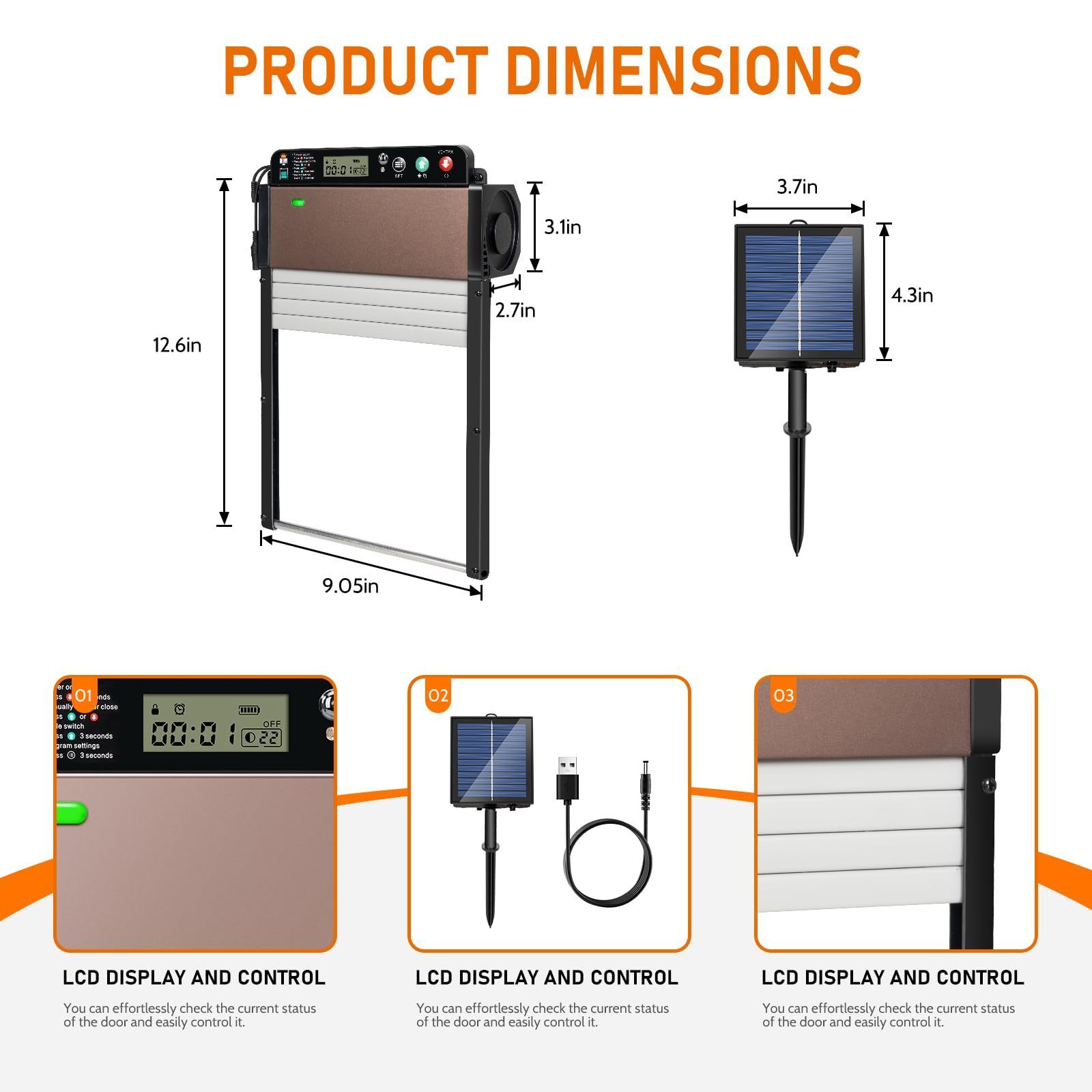 Solar Automatic Chicken House Door Timing LCD Display Light Sensor Chicken Door Factory Poultry Anti-pinch Chicken Door