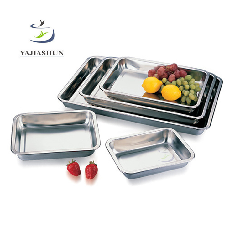 Food Grade 304 Cheaper Rectangular Stainless Steel Deep Serving Baking Dish BBQ Plate Buffet Trays