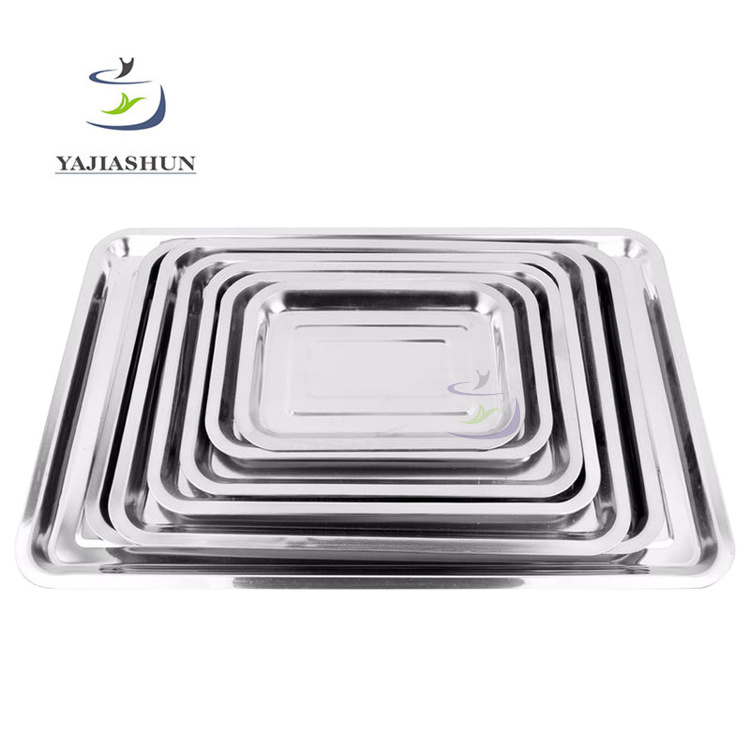 Food Grade 304 Cheaper Rectangular Stainless Steel Deep Serving Baking Dish BBQ Plate Buffet Trays