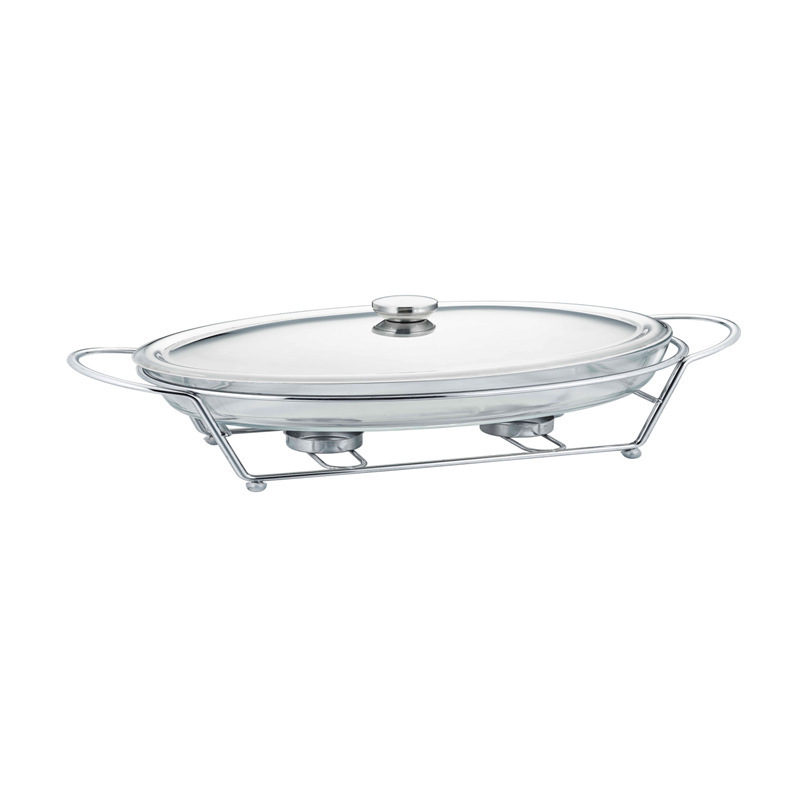 3.0L Oval Hotel Wedding Chafing Dish With Fuel Burner Serving Dish Food Warmer