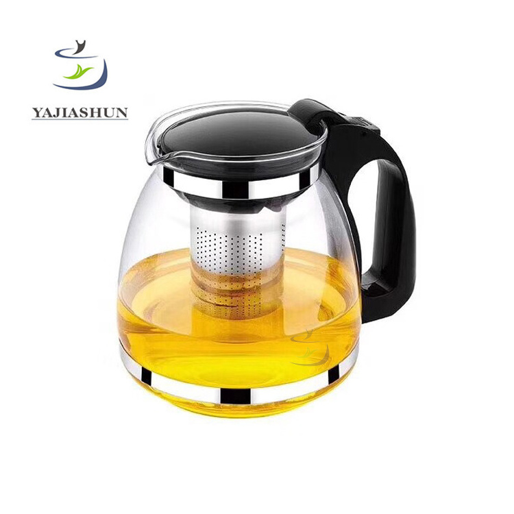 1500ml Glass Tea Pot With Stainless Steel Tea Infuser Filter Bakset Stovetop Safe Glass Tea Kettle