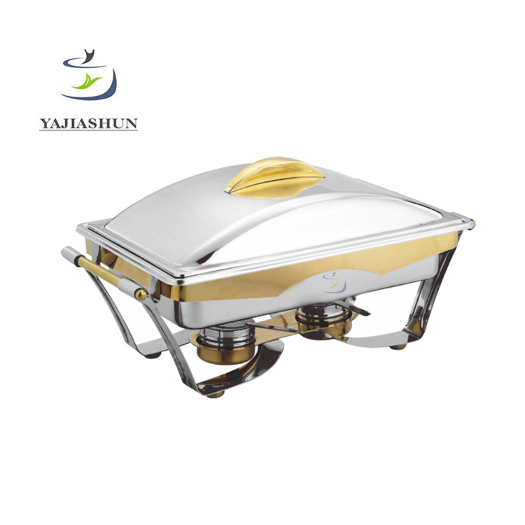 Stainless Steel Hanging Lid Cover Chafing Dish Buffet Golden Metal High Quality Cheap Chafing Dish Buffet Food Warmer Set