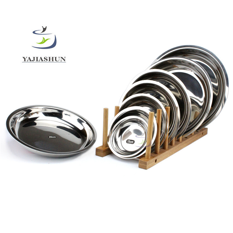 Factory Wholesale New Style Round Deep Dishes & Plates Stainless Steel Dish Food Plate