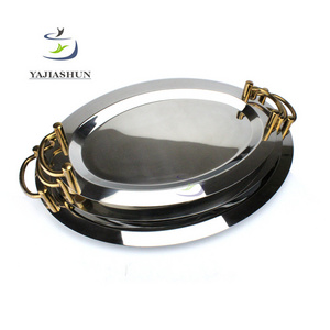 Restaurant Oval Stainless Steel Mirror Food Serving Tray With Good Quality Fruit Dishes & Plates