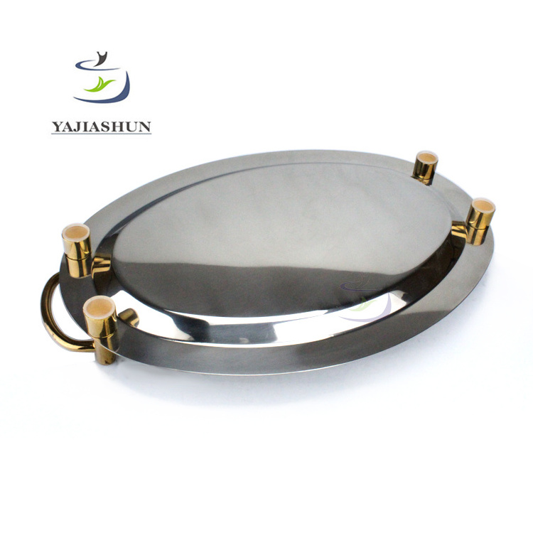 Restaurant Oval Stainless Steel Mirror Food Serving Tray With Good Quality Fruit Dishes & Plates