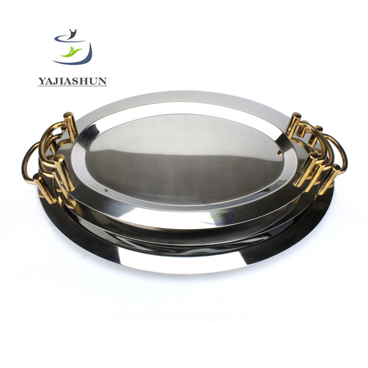 Restaurant Oval Stainless Steel Mirror Food Serving Tray With Good Quality Fruit Dishes & Plates