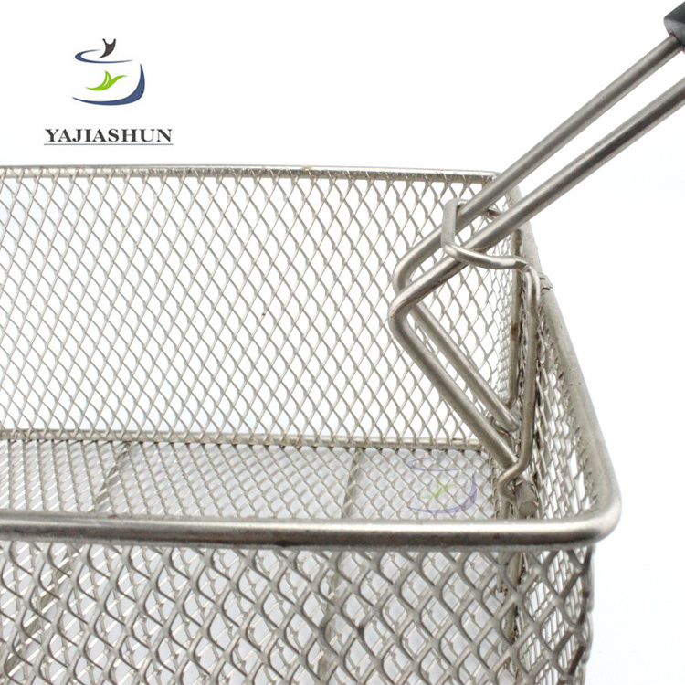 Commercial Wire Mesh Stainless Steel Fry Basket Taco French Fries Chicken Square Filter Electric Fry Oil Net Leakage Basket