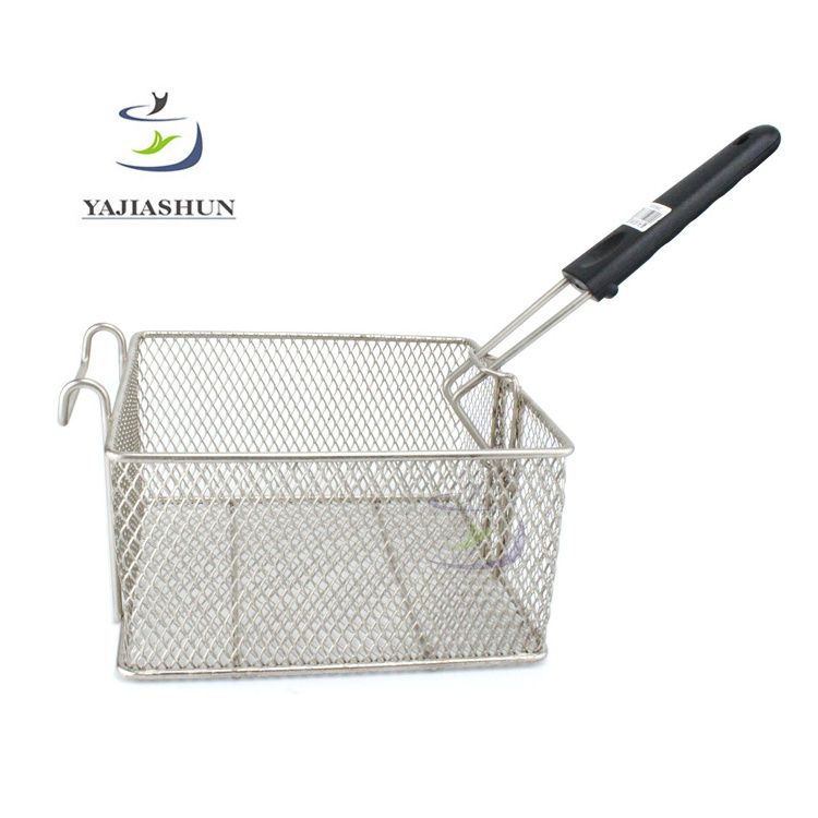 Commercial Wire Mesh Stainless Steel Fry Basket Taco French Fries Chicken Square Filter Electric Fry Oil Net Leakage Basket