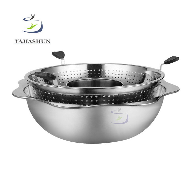 Induction Commercial Lifting Stainless Steel Thai Hot Pot With Divider Stock Pot