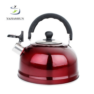 Cheaper Printed Colorful Stainless Steel Whistling Kettle Teapot Flat Water Pots & Kettles