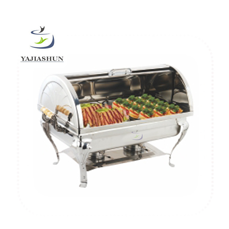 Modern Restaurant Round Roll Top Copper Chafing Dishes Buffet Chafing Dish Metal Buffet Stove For Sale Philippines