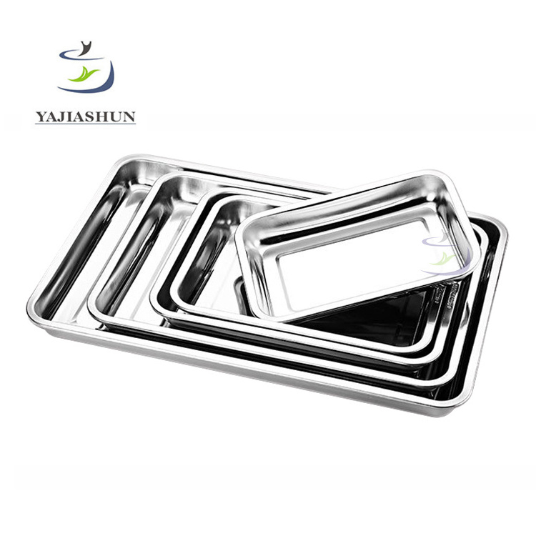 Food Grade 304 Cheaper Rectangular Stainless Steel Deep Serving Baking Dish BBQ Plate Buffet Trays