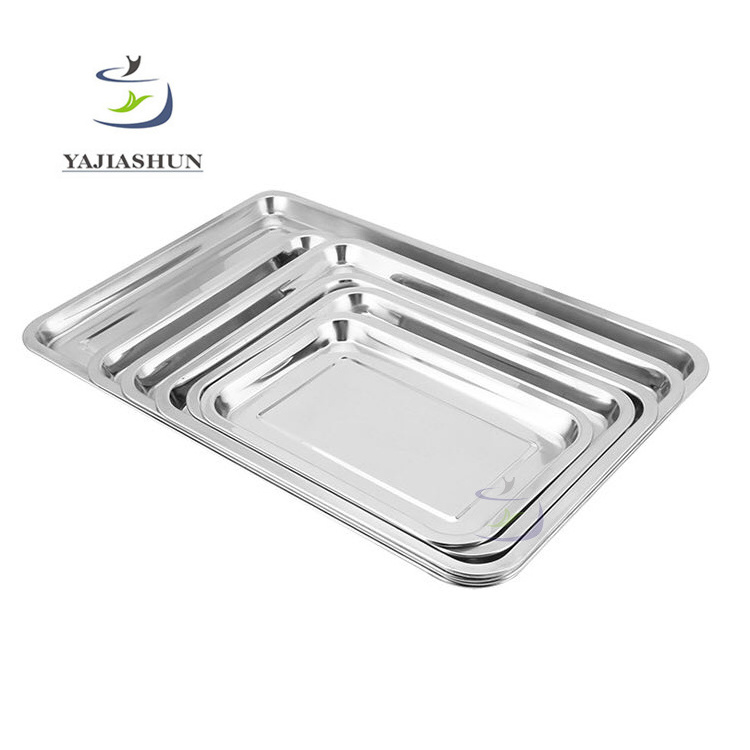 Food Grade 304 Cheaper Rectangular Stainless Steel Deep Serving Baking Dish BBQ Plate Buffet Trays