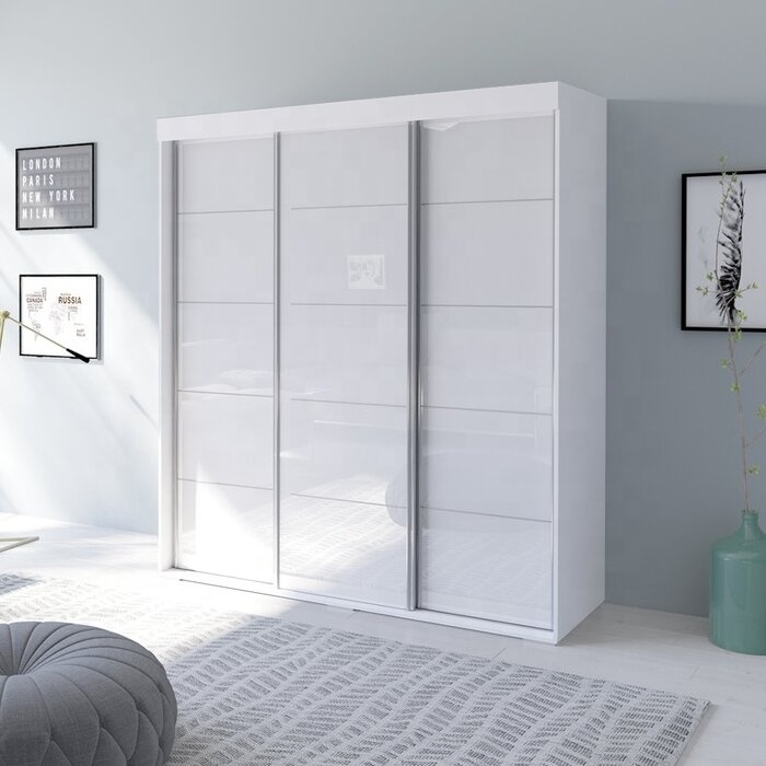 3 sliding doors modern high gloss simple wardrobe designs