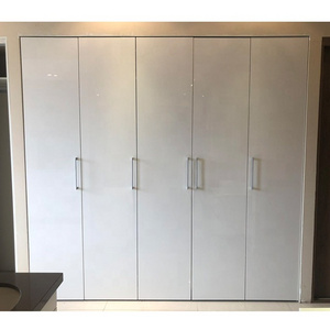 Foshan factory wholesale high gloss lacquer folding door bedroom wardrobe