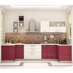 Apartment high gloss UV modular kitchen cabinets