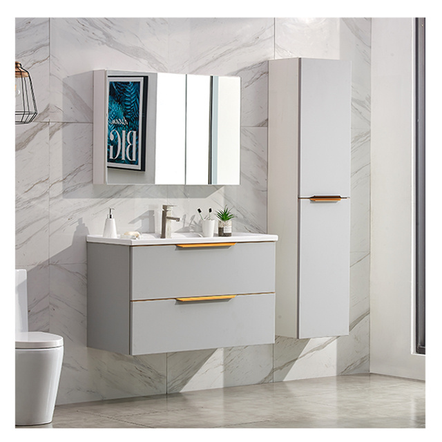 2024 custom luxury   top end made mirror small wood wall mounted modern bathroom cabinet vanity