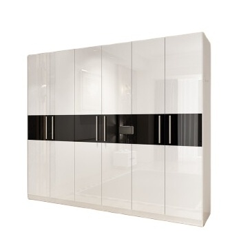 Simple design high gloss lacquer MDF 6 doors bedroom wardrobe cabinet