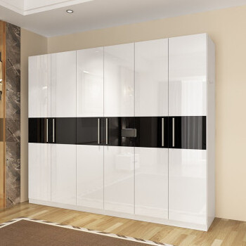 Simple design high gloss lacquer MDF 6 doors bedroom wardrobe cabinet