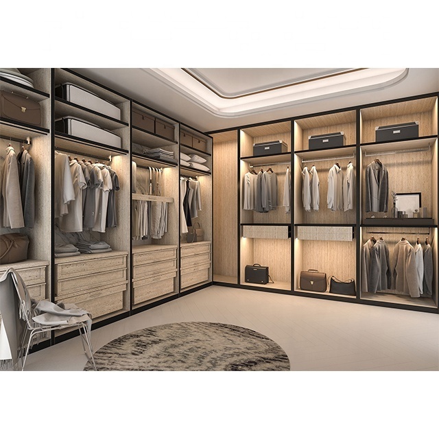 Apartment modern aluminum glass doors bedroom closet wardrobe