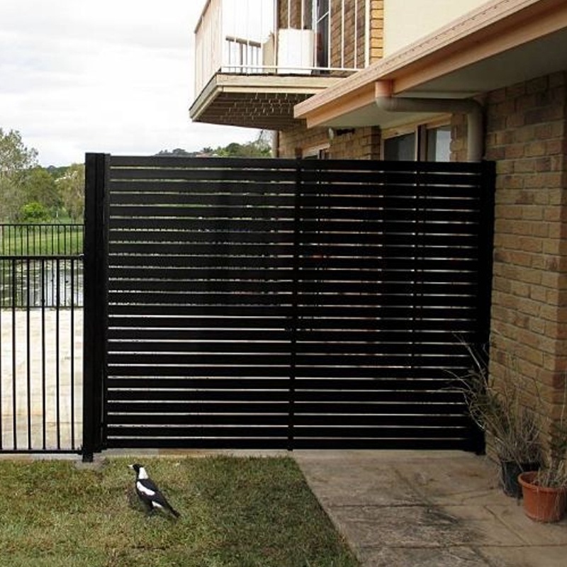 Modern design modular fence aluminum metal courtyard privacy lath fence panel outdoor garden fence