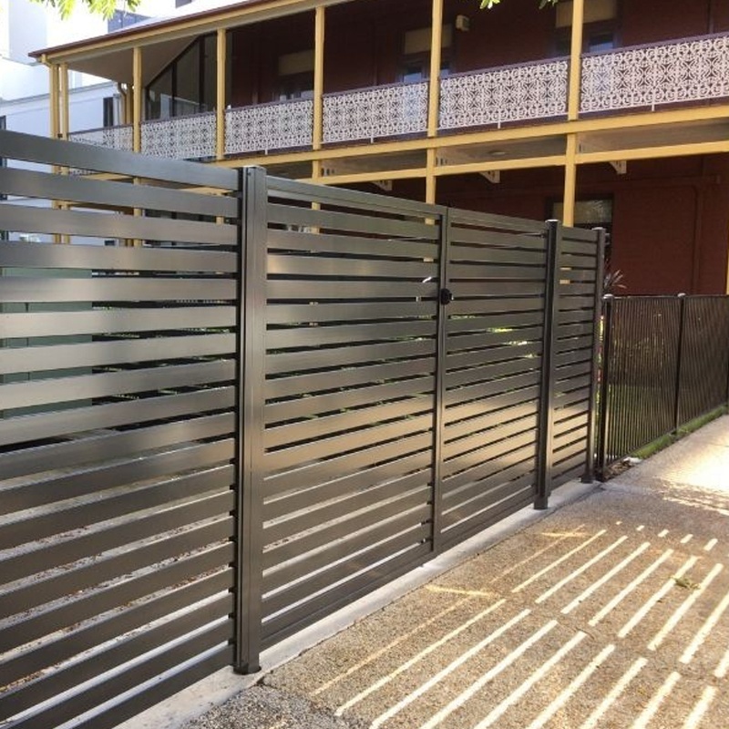 Modern design modular fence aluminum metal courtyard privacy lath fence panel outdoor garden fence