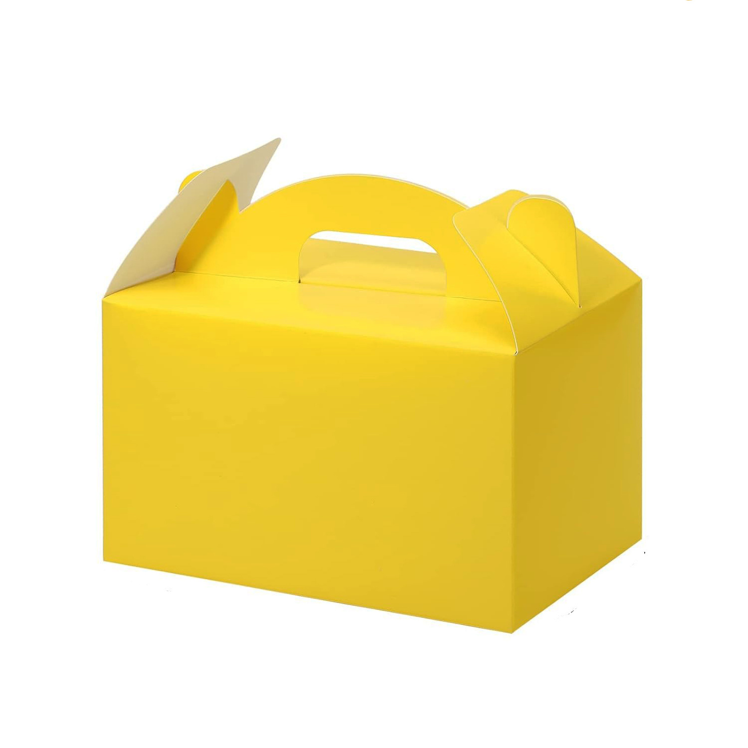 Wholesale sale Holiday wedding yellow paperboard Material Packaging Box With Handle Kids portable candy box