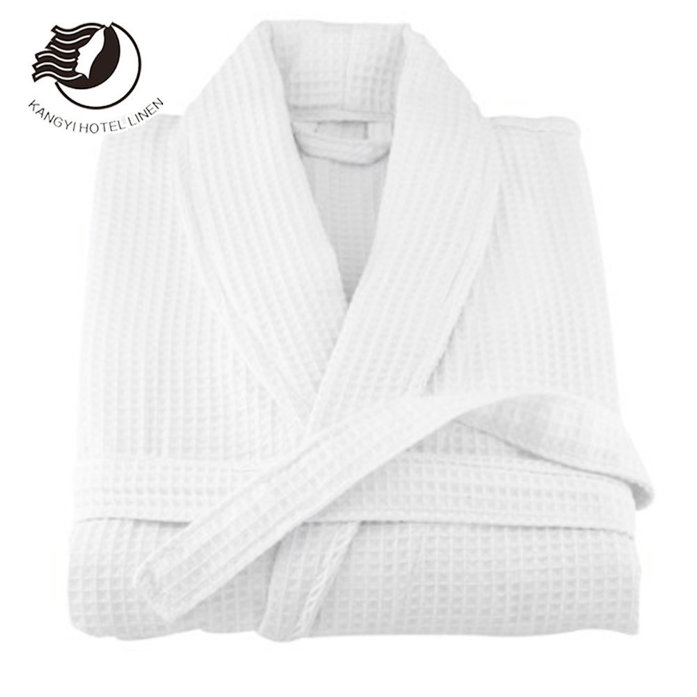 Free Size White Hotel Waffle Bathrobe 100%Cotton Waffle Bathrobe Hilton Hotel Bathrobe