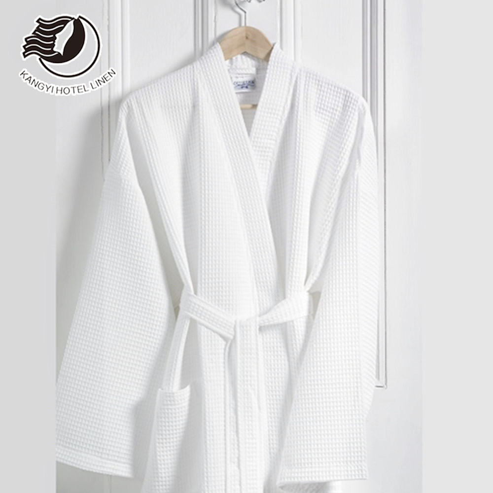 Free Size White Hotel Waffle Bathrobe 100%Cotton Waffle Bathrobe Hilton Hotel Bathrobe