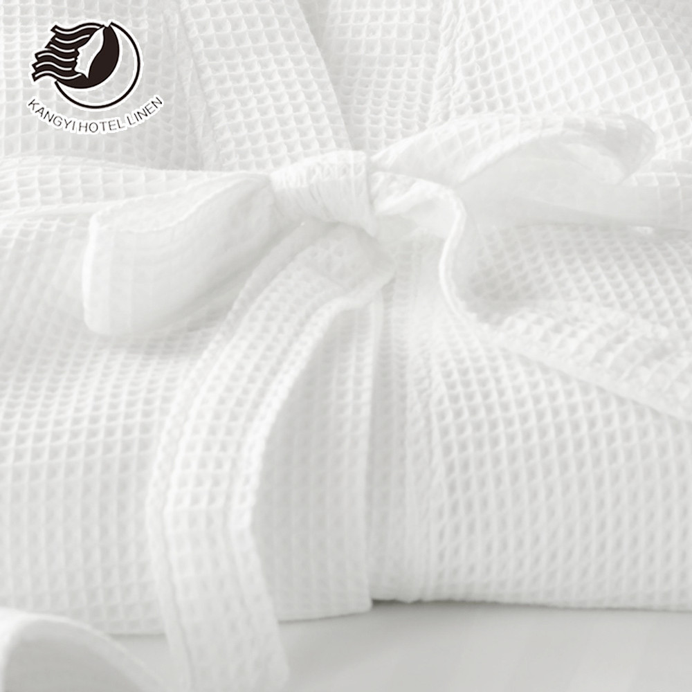 Free Size White Hotel Waffle Bathrobe 100%Cotton Waffle Bathrobe Hilton Hotel Bathrobe