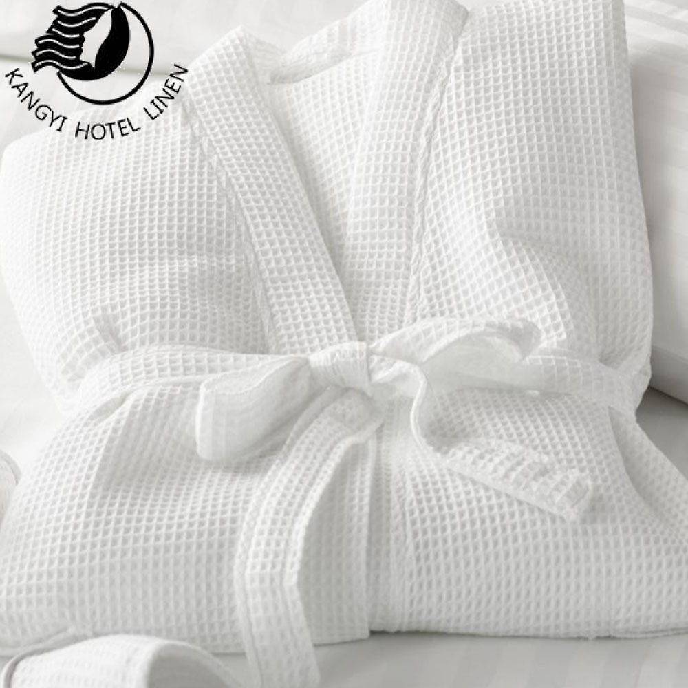 Free Size White Hotel Waffle Bathrobe 100%Cotton Waffle Bathrobe Hilton Hotel Bathrobe