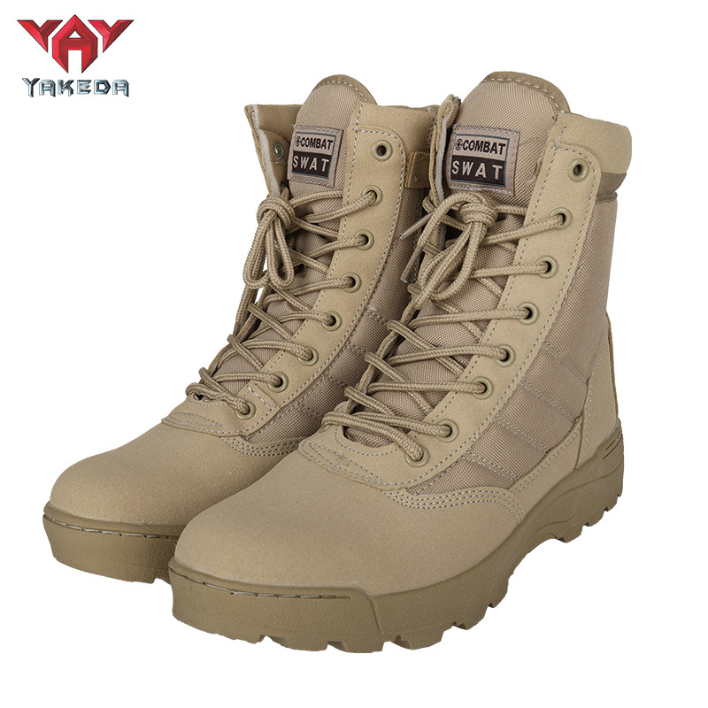 YAKEDA Botas De Cuerotactico Outdoor Hiking High-tops Waterproof Anti-slip Tactical Boots Steel Toe Men Shoes Combat Boots