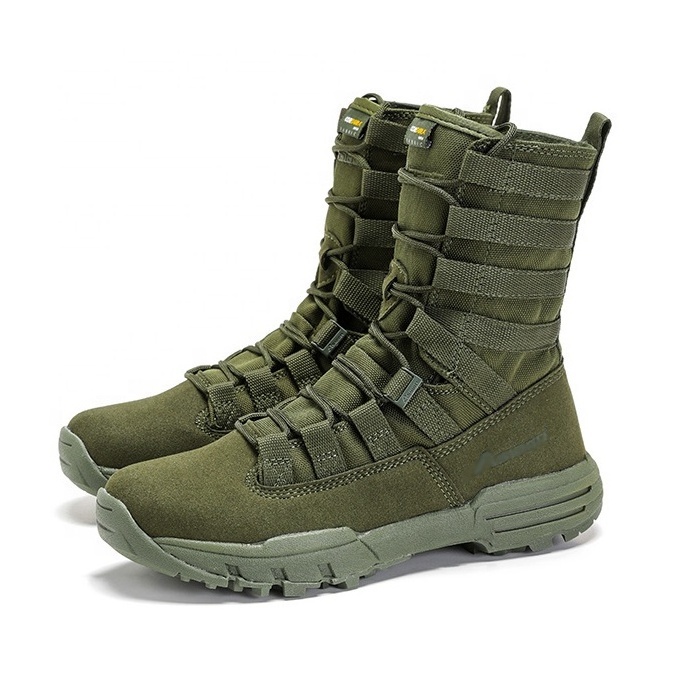 Yakeda Men Combat High Ankle Men Boots Army Green Camo Outdoor Training Hiking Gear Black Leather Suede Desert Tactical Boots