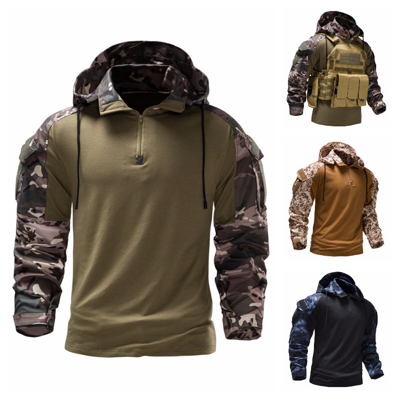 Yakeda Hot Sale Men Pullover Hoodies Sweatshirt for Combat Training Vest t-shirt Jacket Camouflage Tactical Hoodies