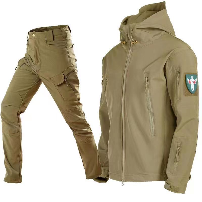 YAKEDA Combat Training Uniform Rip-stop Polyester Waterproof Hunting Thermal  Winter Suit Tactical Men Jacket with Fleece