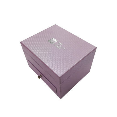 Custom Textured Gold Foil Hot Stamp Paper Packaging Box with Mirror for Cosmetics Jewelry